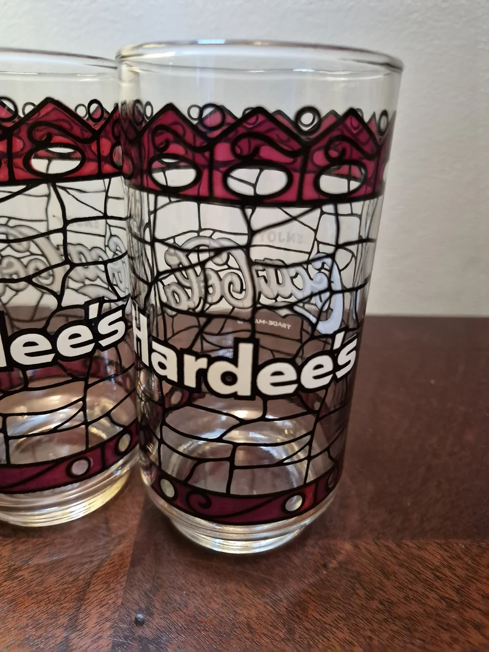 Vintage Coca Cola Clear Glasses with‎ Hardees On Side And Coca Cola  - Set of 4